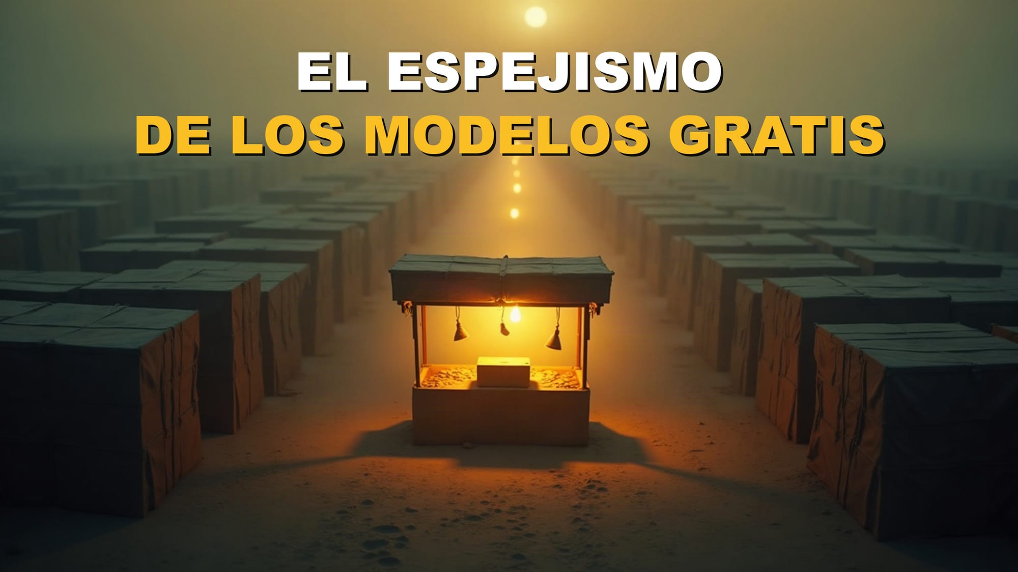 Portada: un mercado en el desierto donde solo un puesto tiene luz
